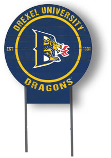 Navy Blue Drexel Dragons 20x20 Color Logo Circle Yard Sign
