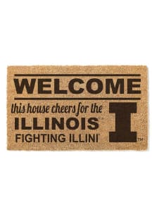 Black Illinois Fighting Illini 18x30 Welcome Door Mat