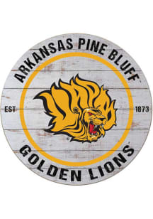 KH Sports Fan Arkansas Pine Bluff Golden Lions 20x20 Weathered Circle Sign