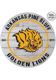 KH Sports Fan Arkansas Pine Bluff Golden Lions 20x20 In Out Weathered Circle Sign