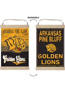 KH Sports Fan Arkansas Pine Bluff Golden Lions Faux Rusted Reversible Banner Sign