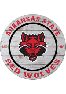 KH Sports Fan Arkansas State Red Wolves 20x20 Weathered Circle Sign