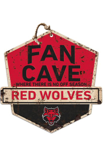 KH Sports Fan Arkansas State Red Wolves Fan Cave Rustic Badge Sign
