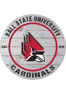 KH Sports Fan Ball State Cardinals 20x20 Weathered Circle Sign
