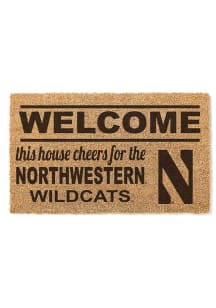 Black Northwestern Wildcats 18x30 Welcome Door Mat