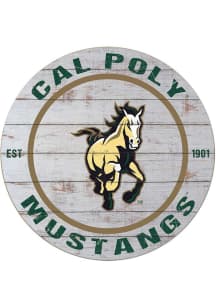 KH Sports Fan Cal Poly Mustangs 20x20 Weathered Circle Sign