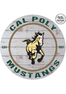 KH Sports Fan Cal Poly Mustangs 20x20 In Out Weathered Circle Sign