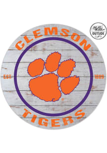 KH Sports Fan Clemson Tigers 20x20 In Out Weathered Circle Sign