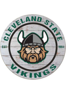 KH Sports Fan Cleveland State Vikings 20x20 Weathered Circle Sign