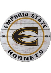 KH Sports Fan Emporia State Hornets 20x20 Weathered Circle Sign