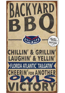 KH Sports Fan Florida Atlantic Owls 11x20 Indoor Outdoor BBQ Sign