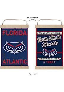 KH Sports Fan Florida Atlantic Owls Faux Rusted Reversible Banner Sign - Blue