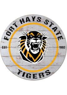 KH Sports Fan Fort Hays State Tigers 20x20 Weathered Circle Sign