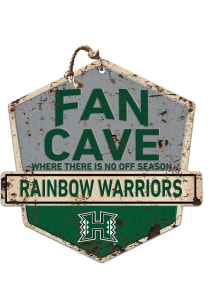 KH Sports Fan Hawaii Warriors Fan Cave Rustic Badge Sign