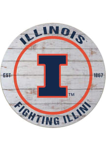 KH Sports Fan Illinois Fighting Illini 20x20 Weathered Circle Sign