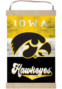 KH Sports Fan Iowa Hawkeyes Reversible Retro Banner Sign
