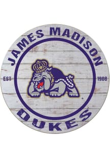 KH Sports Fan James Madison Dukes 20x20 Weathered Circle Sign