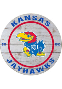 KH Sports Fan Kansas Jayhawks 20x20 Weathered Circle Sign