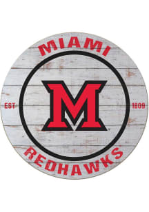 KH Sports Fan Miami RedHawks 20x20 Weathered Circle Sign