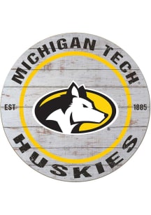 KH Sports Fan Michigan Tech Huskies 20x20 Weathered Circle Sign