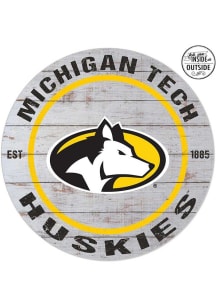 KH Sports Fan Michigan Tech Huskies 20x20 In Out Weathered Circle Sign