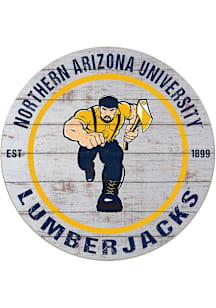 KH Sports Fan Northern Arizona Lumberjacks 20x20 Weathered Circle Sign - Grey