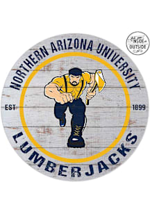 KH Sports Fan Northern Arizona Lumberjacks 20x20 In Out Weathered Circle Sign - Grey