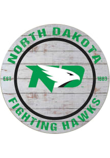 KH Sports Fan North Dakota Fighting Hawks 20x20 Weathered Circle Sign