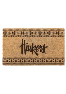 Brown Nebraska Cornhuskers Holiday Logo Door Mat