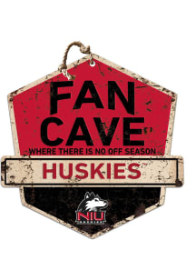 KH Sports Fan Northern Illinois Huskies Fan Cave Rustic Badge Sign