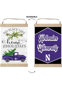White Northwestern Wildcats Holiday Reversible Banner Sign