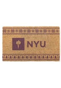 NYU Violets Holiday Logo Door Mat