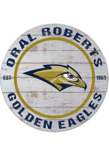 Jardine Oral Roberts Golden Eagles 20x20 Weathered Circle Sign - Grey