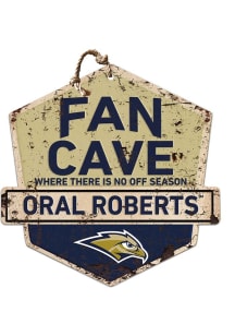 KH Sports Fan Oral Roberts Golden Eagles Fan Cave Rustic Badge Sign