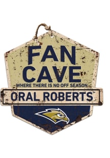 Jardine Oral Roberts Golden Eagles Fan Cave Rustic Badge Sign - Navy Blue