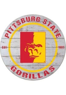 KH Sports Fan Pitt State Gorillas 20x20 Weathered Circle Sign