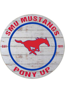 KH Sports Fan SMU Mustangs 20x20 Weathered Circle Sign