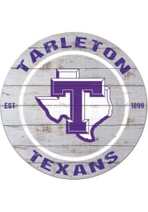KH Sports Fan Tarleton State Texans 20x20 Weathered Circle Sign