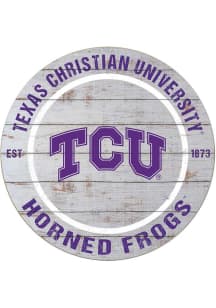 KH Sports Fan TCU Horned Frogs 20x20 Weathered Circle Sign