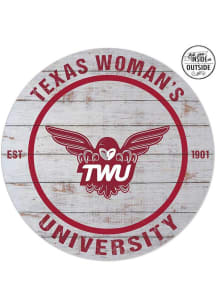 KH Sports Fan Texas Womans University 20x20 In Out Weathered Circle Sign