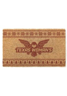 Texas Womans University Holiday Logo Door Mat