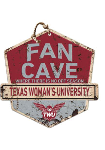KH Sports Fan Texas Womans University Fan Cave Rustic Badge Sign