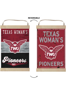 KH Sports Fan Texas Womans University Faux Rusted Reversible Banner Sign