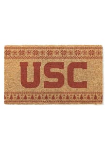 USC Trojans Holiday Logo Door Mat