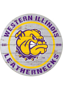 KH Sports Fan Western Illinois Leathernecks 20x20 Weathered Circle Sign