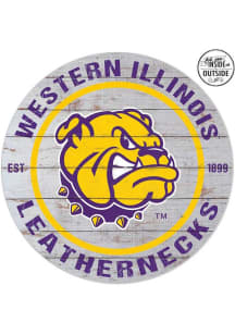 KH Sports Fan Western Illinois Leathernecks 20x20 In Out Weathered Circle Sign