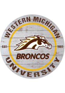 KH Sports Fan Western Michigan Broncos 20x20 In Out Weathered Circle Sign