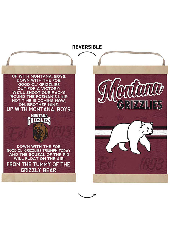 KH Sports Fan Montana Grizzlies Fight Song Reversible Banner Sign