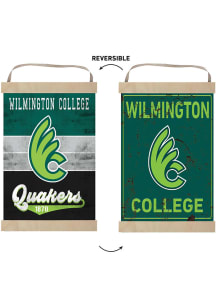 KH Sports Fan Wilmington College Quakers Faux Rusted Reversible Banner Sign