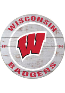 KH Sports Fan Wisconsin Badgers 20x20 Weathered Circle Sign
